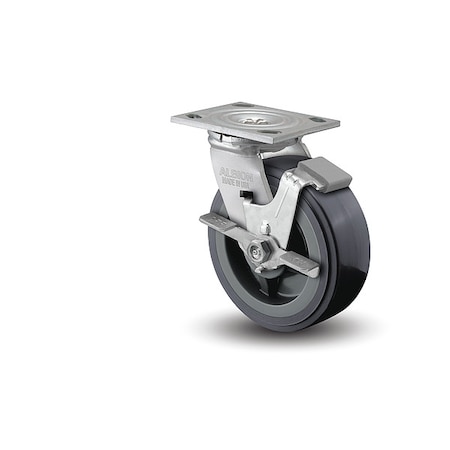 Albion 5" X 2" Non-Marking Polyurethane Swivel Caster, Face Brake, Loads Up To 1000 lb 16XA05201SFBA