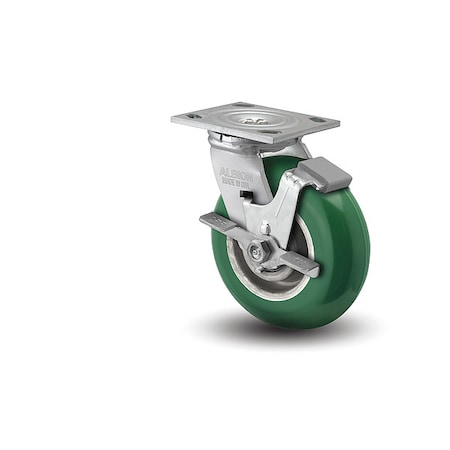 Albion 8" X 2" Non-Marking Polyurethane Round Swivel Caster, Face Brake, Loads Up To 1250 lb 16PM08228SFBA