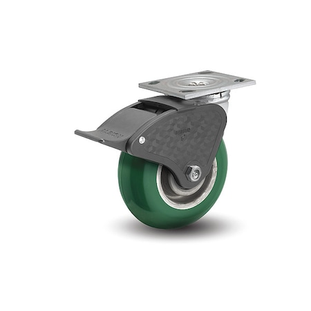 Albion 6" X 2" Non-Marking Polyurethane Round Swivel Caster, Total Lock Brake, Loads Up To 1250 lb 16PM06228ST