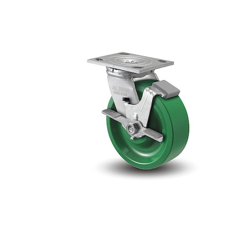 Albion 6" X 2" Non-Marking Polyurethane X-Treme Swivel Caster, Face Brake, Loads Up To 1000 lb 16XI06201SFBA