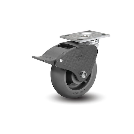 Albion 8" X 2" Non-Marking Rubber Soft Round Swivel Caster, Total Lock Brake, Loads Up To 600 lb 16XR08201ST