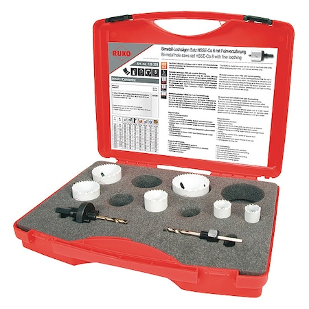 Rothenberger Hole Saw Kit, 8pcs, Sizes:19 mm-57 mm 126301
