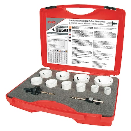 Rothenberger Hole Saw Kit, 12pcs, Sizes:19 mm-64 mm 126303