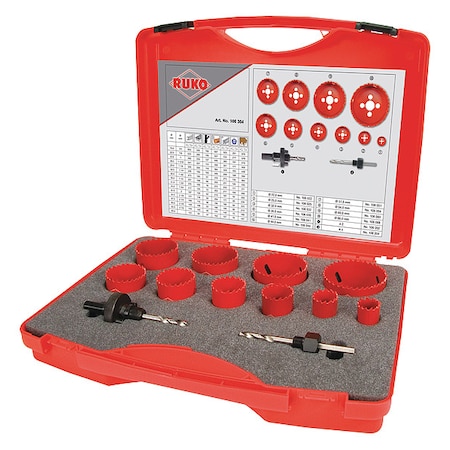 Rothenberger Hole Saw Kit, 12pcs, Sizes:22 mm-68 mm 106304