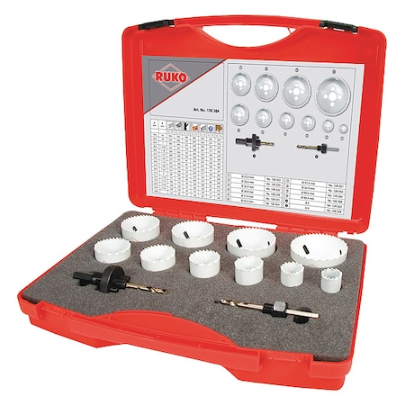 Rothenberger Hole Saw Kit, 12pcs, Sizes:22 mm-68 mm 126304