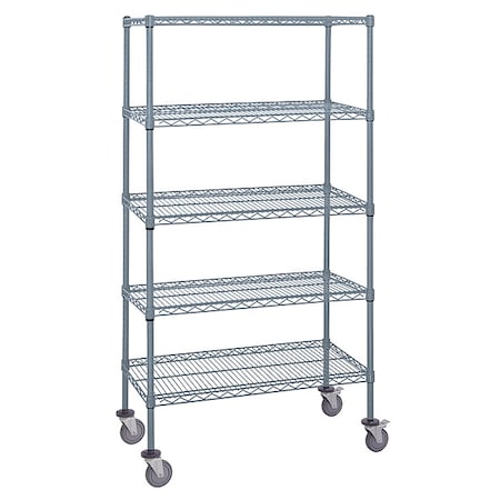 QUANTUM STORAGE SYSTEMS Mobile Stem Caster Cart, Gray, 5 Shelves M1836GY46-5