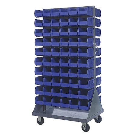 Quantum Storage Systems Steel Mobile Louvered Floor Rack, 36 in W x 24 in D x 72 in H, Gray QMD-36H-230BL