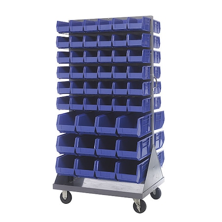 Quantum Storage Systems Steel Mobile Louvered Floor Rack, 36 in W x 24 in D x 72 in H, Gray QMD-36H-230240BL