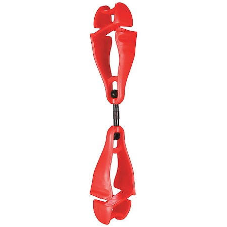 Ergodyne Glove Holder Clips, Plastic, Red, 5-1/2 in L 3420