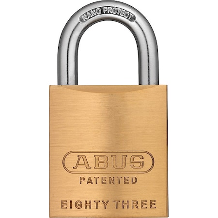 Abus Solid Brass Rekeyable Padlock, Standard Shackle, Hardened Steel Shackle 83628