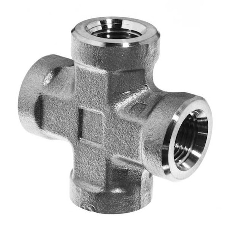 Zoro Select Female Cross, 304 SS, 1/4" Pipe Size, NPT ZUSA-PF-7903