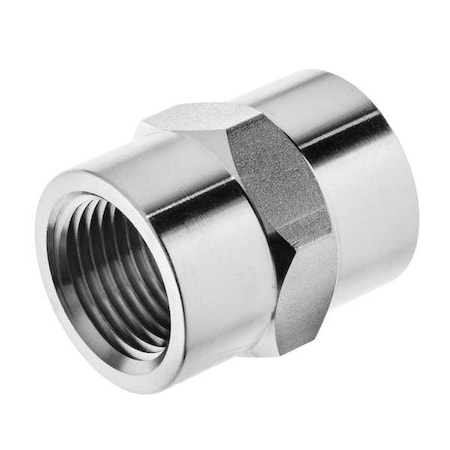 Zoro Select Hex Coupling, 304 SS, 3/8" Pipe Size, FNPT ZUSA-PF-7804