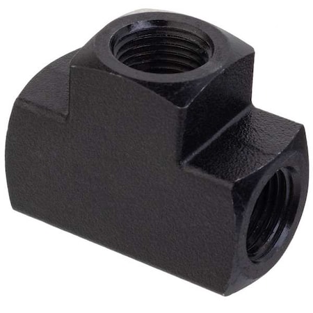 Tee, Black Zinc-Plated Brass, 3/8 in