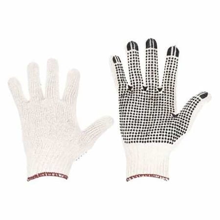 Condor Knit Gloves, Cotton/Polyester, PVC, Palm, Knit, Beige/Black, XL, 1 PR 60VY38
