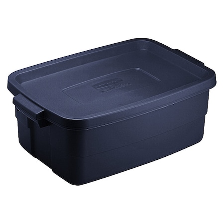 Rubbermaid Stack & Nest Storage Tote W/ Lid, 3 gal, 15-3/4 in L x 10-5/8 in W x 7 in H, Dark Indigo Metallic RMRT030003