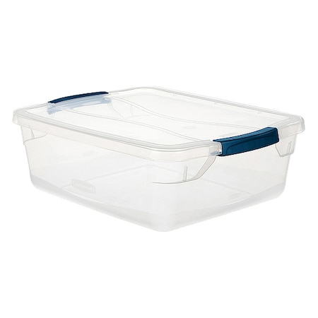 Rubbermaid Stack & Nest Storage Tote W/ Lid, 4 gal, 18-3/4 in L x 13-3/8 in W x 6-5/8 in H, Clear RMCC160000