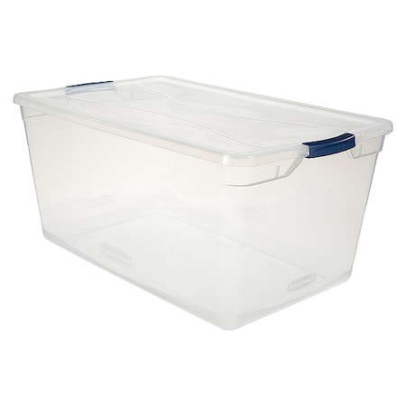 Rubbermaid Stack & Nest Storage Tote W/ Lid, 23.8 gal, 29 in L x 17-3/4 in W x 13-1/4 in H, Clear RMCC950001