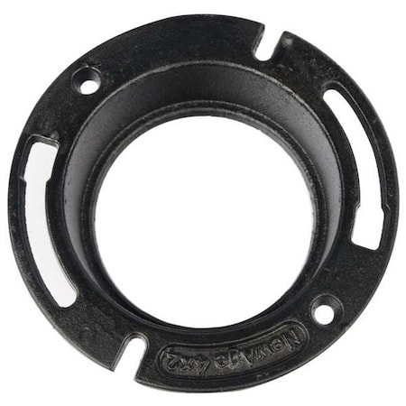 Zoro Select Round Closet Flange Pipe Flange, 4" Pipe, Flanged x Slip-On, Cast Iron 222975