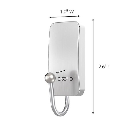 Command Bath Hook, Nickel, Metal, 1 1/32 in D BATH33-SN-ES