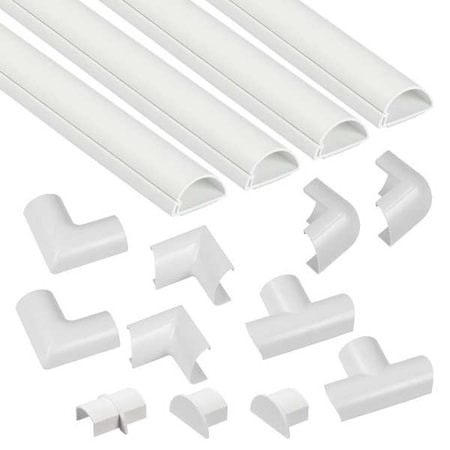 D-Line Cover Plate Raceway, Mini Series, 4 Channel, 1-3/16 in W, 9/16 in H, 20 ft L, White US/5FT3015KIT001