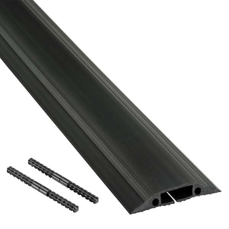 D-Line Cable Protector, 9/16 in H, 30 ft L, 3-1/4 in W, 1 Channel, Black US/FC83B/9M