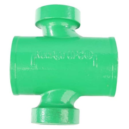Zoro Select Sanitary Cross No-Hub Sanitary Tap Cross, 2" x 4" Pipe, Female Socket, Cast Iron, 0 psi ZFB222030
