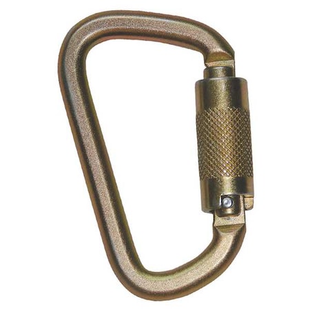 Falltech Carabiner, Double-Locking Gate, Offset-D, 3 1/4 in Length, 7/8 in Gate Opening, Steel, Bronze 8445