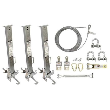 Falltech Steelgrip Temporary Horizontal Lifeline, 100 ft Length, 620 lb Weight Capacity 60310018