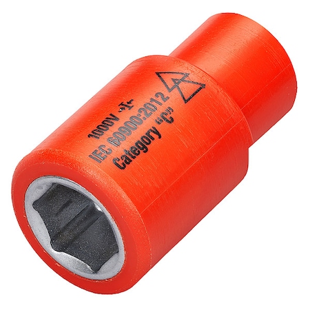 Itl 1/4 in Drive Insulated Socket 12 mm, 15/32 in 07216