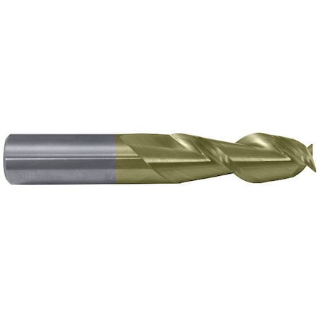 Cleveland 2-Flute Carbide Square Single-End High-Perf End Mill for Alum CTD CEM-AM2-ZN ZrN 1/4x1/4x3/8x2-1/2 C84004