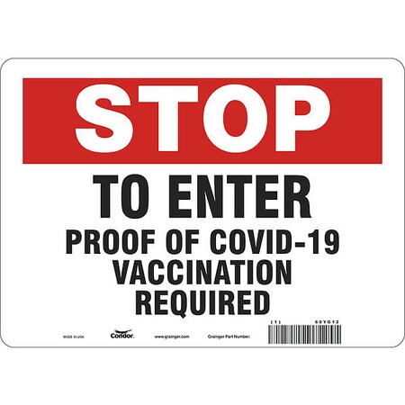 Condor Employee/Visitor Vaccine Proof Sign, 60YG12 60YG12