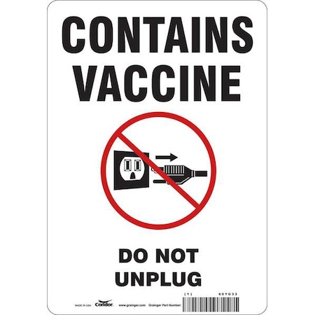 Condor Vaccine Refrigerator Freezer Sign, 60YG33 60YG33