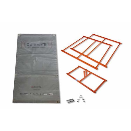 Quietsite Acoustic Barrier, Polyester, Steel, 4 ft W, 8 1/8 ft L, 1 1/2 in Thick, Gray 26466KT