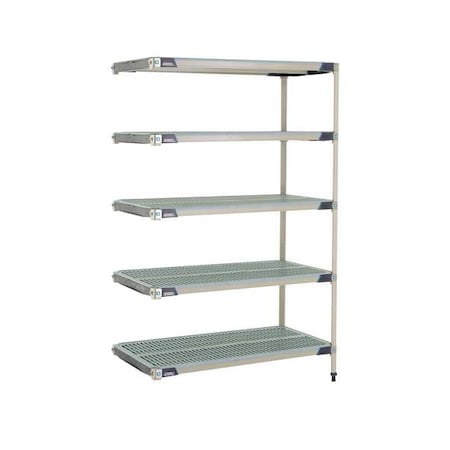 Metro Plastic Industrial Shelving, 48 in D, 24 in W, 74 in H, 5 Shelves, Blue/Taupe MX-2448G-74-A5