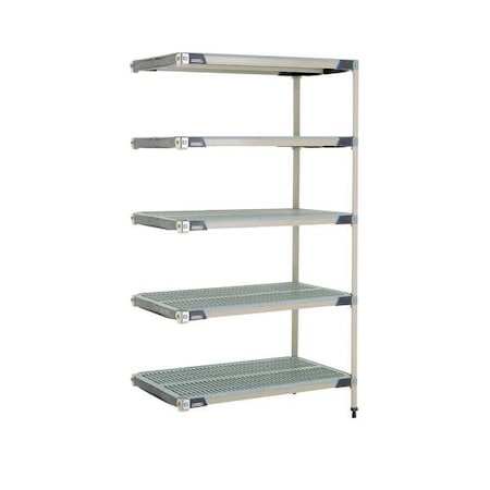Metro Plastic Industrial Shelving, 42 in D, 24 in W, 74 in H, 5 Shelves, Blue/Taupe 5AX547GX3