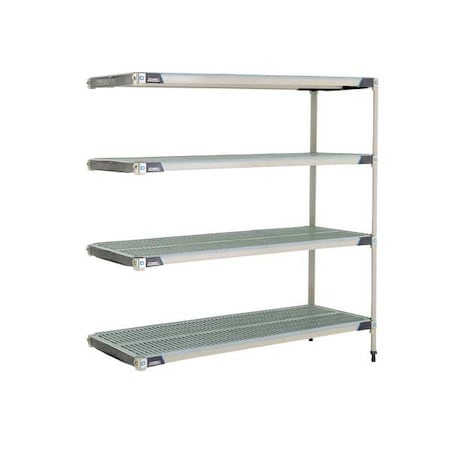 Metro Plastic Industrial Shelving, 60 in D, 24 in W, 62 in H, 4 Shelves, Blue/Taupe AX566GX3