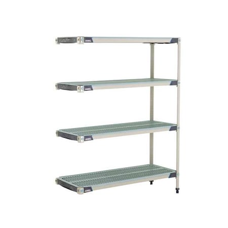 Metro Plastic Industrial Shelving, 48 in D, 18 in W, 62 in H, 4 Shelves, Blue/Taupe AX356GX3