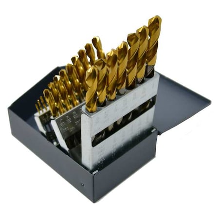 Cle-Line 29PC 1/16-1/2x1/64 HSCO TiN-Tipped 135 Degree HD Jobber Lgth Drill Set Cle-Line 1501-TT C66113