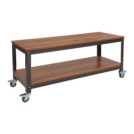 Flash Furniture TV Stand With Casters, Livingston Brown NAN-JN-2522TR-GG