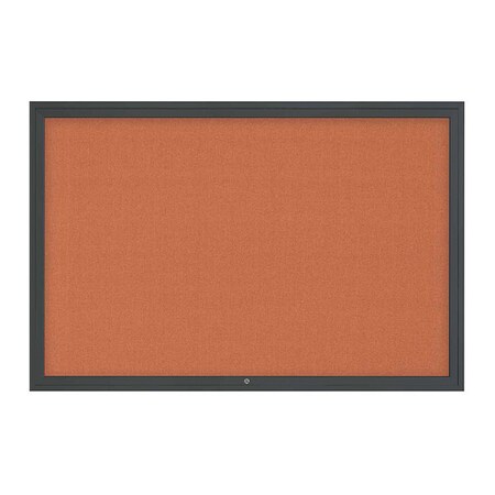 United Visual Products Corkboard, 1Dr, Apricot/Black, 72" x 48 UV3071-BLACK-APRICOT