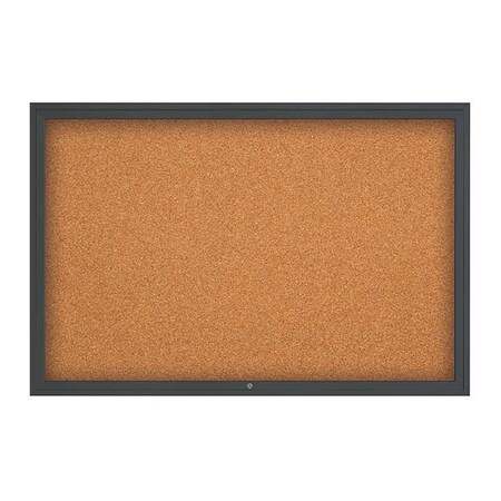 United Visual Products Corkboard, 1Dr, Cork/Black, 72" x 48 UV3071-BLACK-CORK