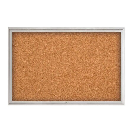 United Visual Products Corkboard, 1Dr, Cork/Satin, 72" x 48 UV3071-SATIN-CORK