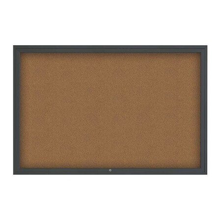 United Visual Products Corkboard, 1Dr, Synthtc Forbo/Blk, 72"x 48 UV3071-BLACK-FORBO