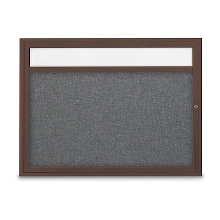 United Visual Products Corkboard, Med Grey/Brnz, 48" x 36" UV3311-BRONZE-MEDGRY