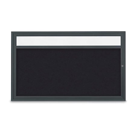 United Visual Products Corkboard, Rbbr/Blck, 60" x 36" UV3321-BLACK-RUBBER