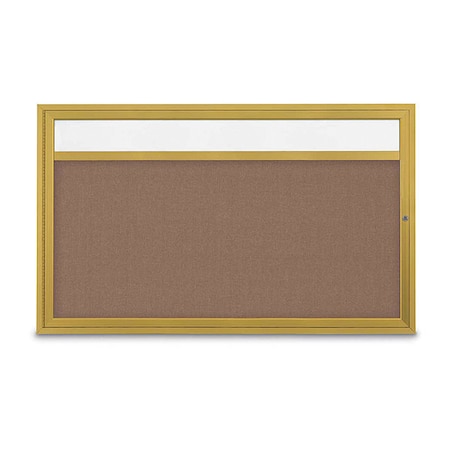 United Visual Products Corkboard, Pumice/Gold, 60" x 36" UV3321-GOLD-PUMICE