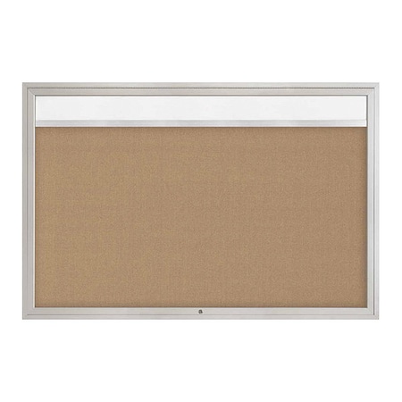 United Visual Products Corkboard, Buff/Satin, 72" x 48" UV3341-SATIN-BUFF