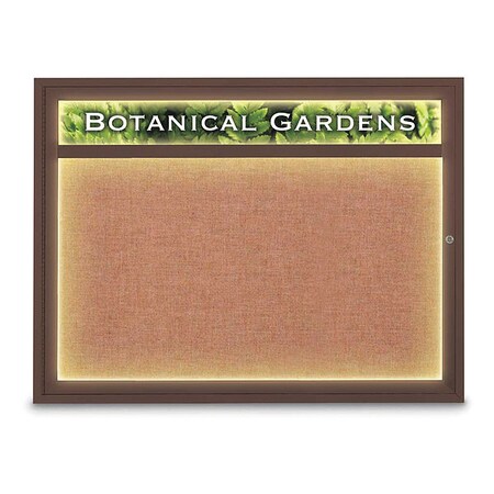 United Visual Products Corkboard, Cinnabar/Bronze, 48" x 36" UV351ILED1-BRONZE-CINNABA