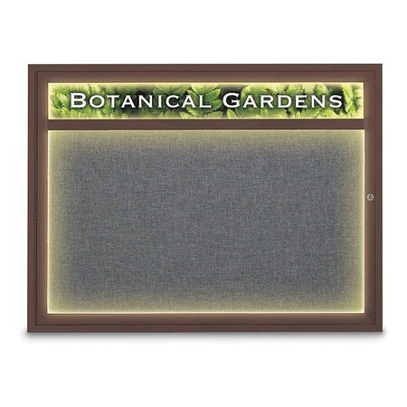 United Visual Products Corkboard, Med Grey/Bronze, 48" x 36" UV351ILED1-BRONZE-MEDGRY