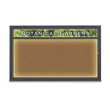 United Visual Products Corkboard, Synthetic Forbo/ Black, 60"x36" UV352ILED1-BLACK-FORBO